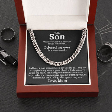 Son Love Mom (carry you) Cuban Link Chain Necklace - Love You This Much